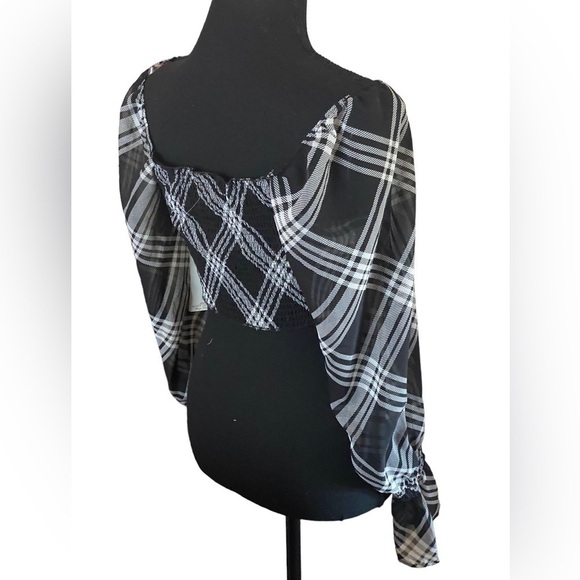 Almost Famous Dark Goth Plaid Off Shoulder Halter Top Women’s Size XL NWT - Picture 5 of 9